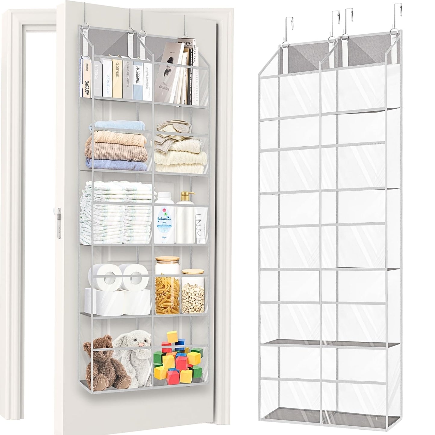 Ofiray-home Over the Door Organizer 5 Tiers,Extra Large Behind Door Storage of 10 Compartments,50 lbs Weight Capacity Over the Door Storage