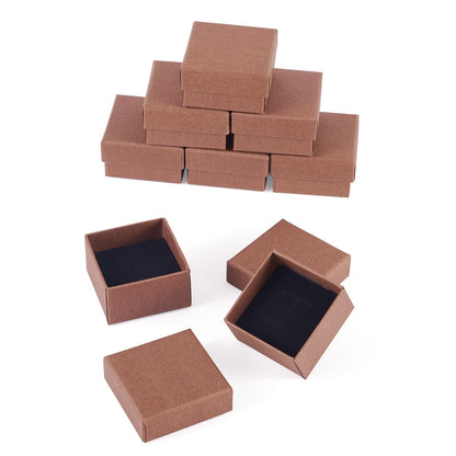 Craftdady 10pcs Small Gift Box with Sponge Square Cardboard Box Coffee Jewellery Storage Boxes for Rings Bangle Bracelet Earring Necklace Display