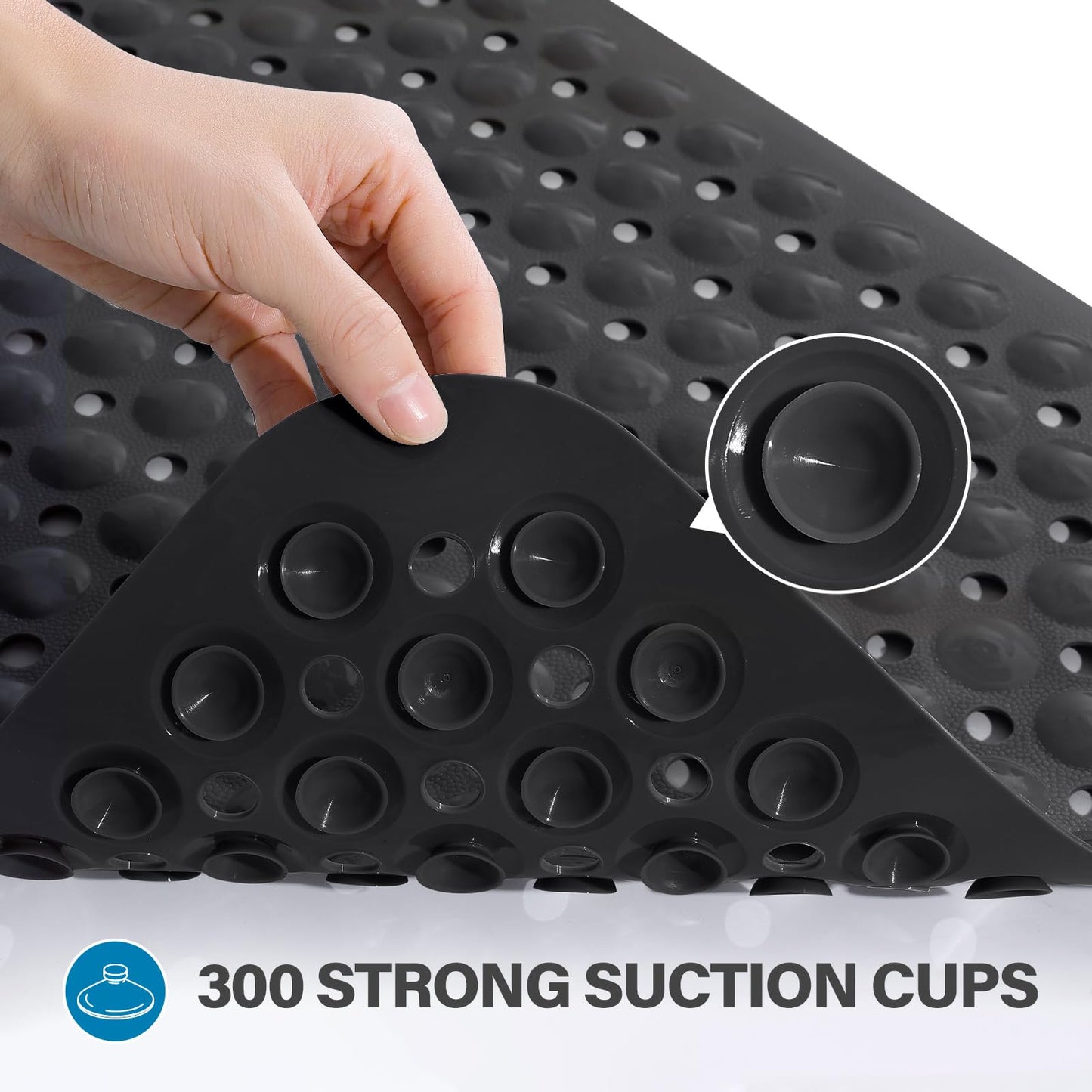 Smiry Non Slip Bath Mat with 300 Strong Suction Cups, 100x40cm (Pack of 2)