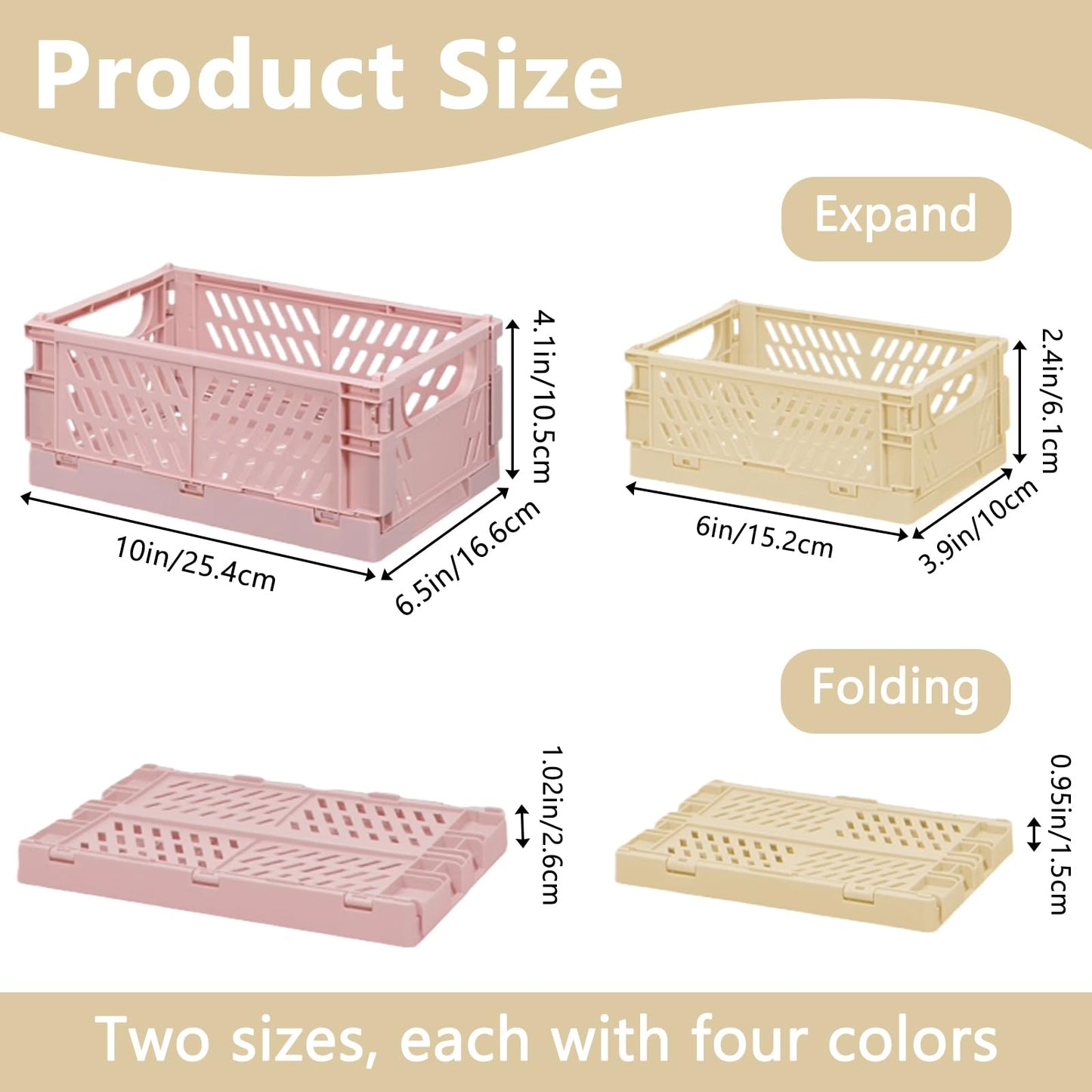 Wonninek 8Pcs Collapsible Storage Crates, 2 Sizes Storage Baskets