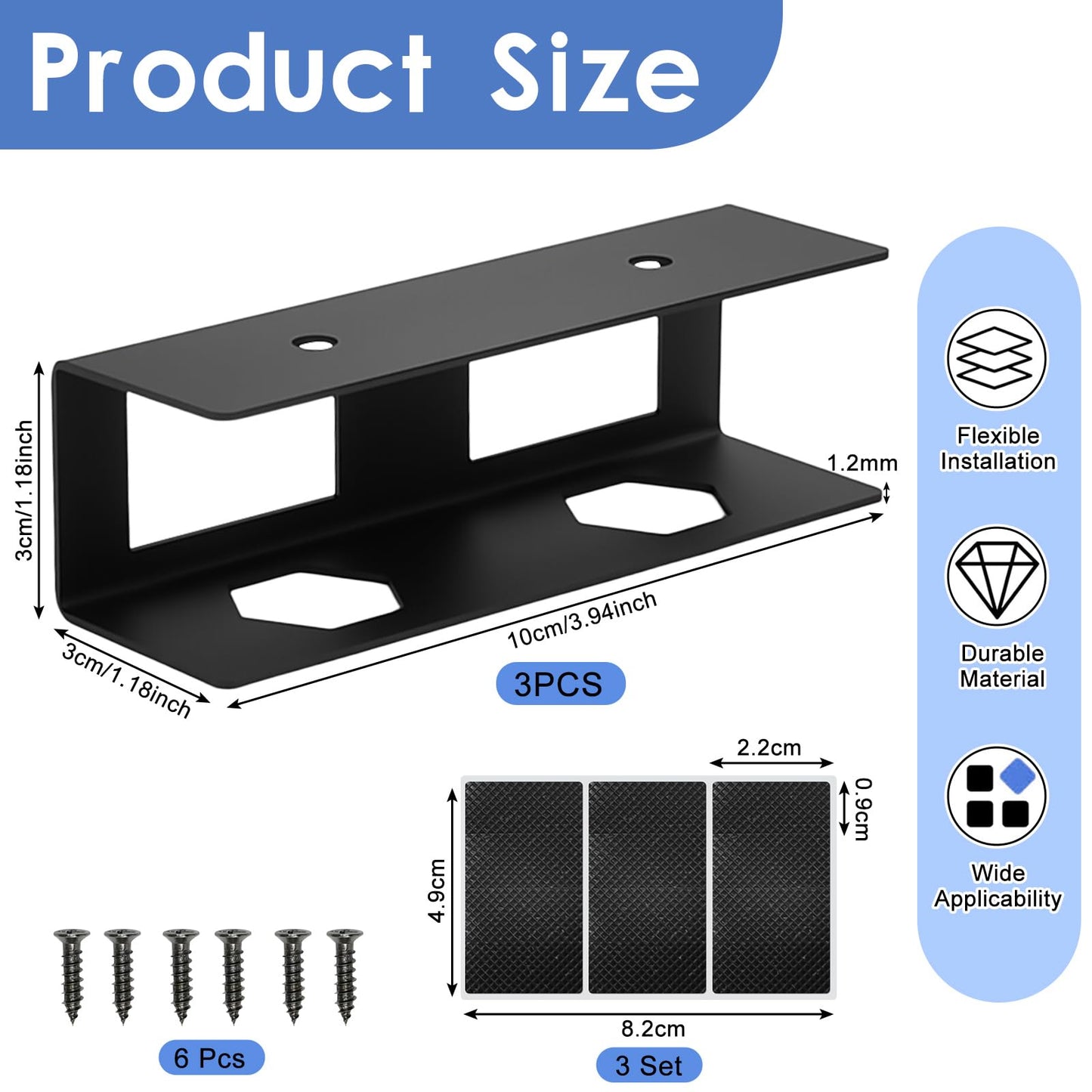 Vurixfo 3 Pcs Under Desk Laptop Mount, Metal Under Desk Bracket Holder
