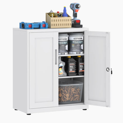 HOMSTEEL Storage Cabinet, Metal Locking Garage Cabinet, Office Cabinet with Adjustable Shelves, Cupboards for Office, Garage and Utility Room