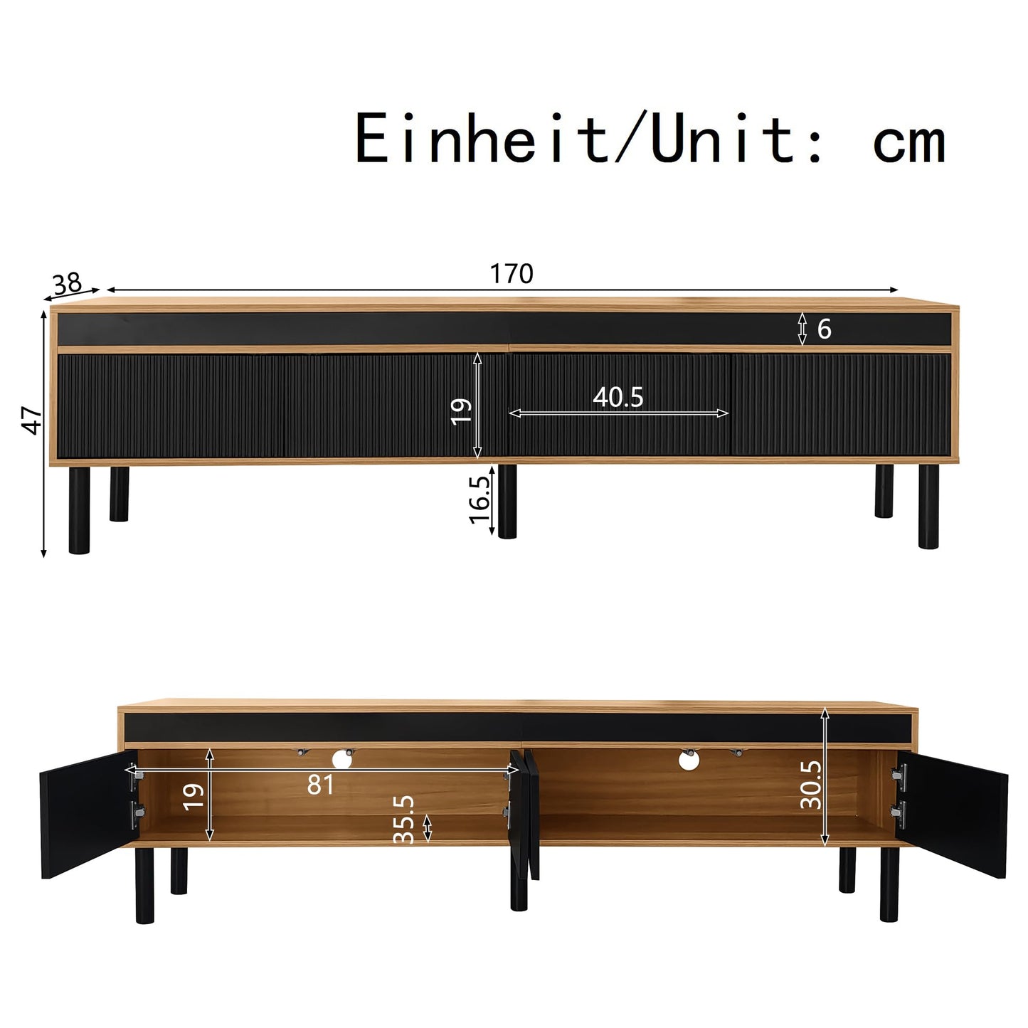 Ball & Cast TV Stand Cabinet 170cm, TV Console Table for up to 70 Inches Television, TV Table for Living Room, Dinning Room & Bedroom