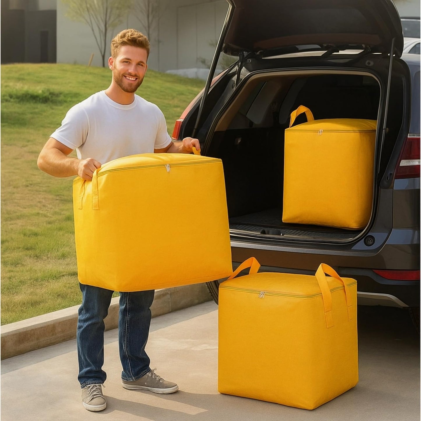 3-Pack 240l Large Moving Bags – Heavy Duty Waterproof Removal Bag with Double Zip Pulls,Ideal for Moving, College Dorms, Loft Storage