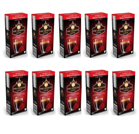 Tre Venezie 100 Nespresso Compatible Coffee Pods - Arabica Di San Marco (10 Packs)