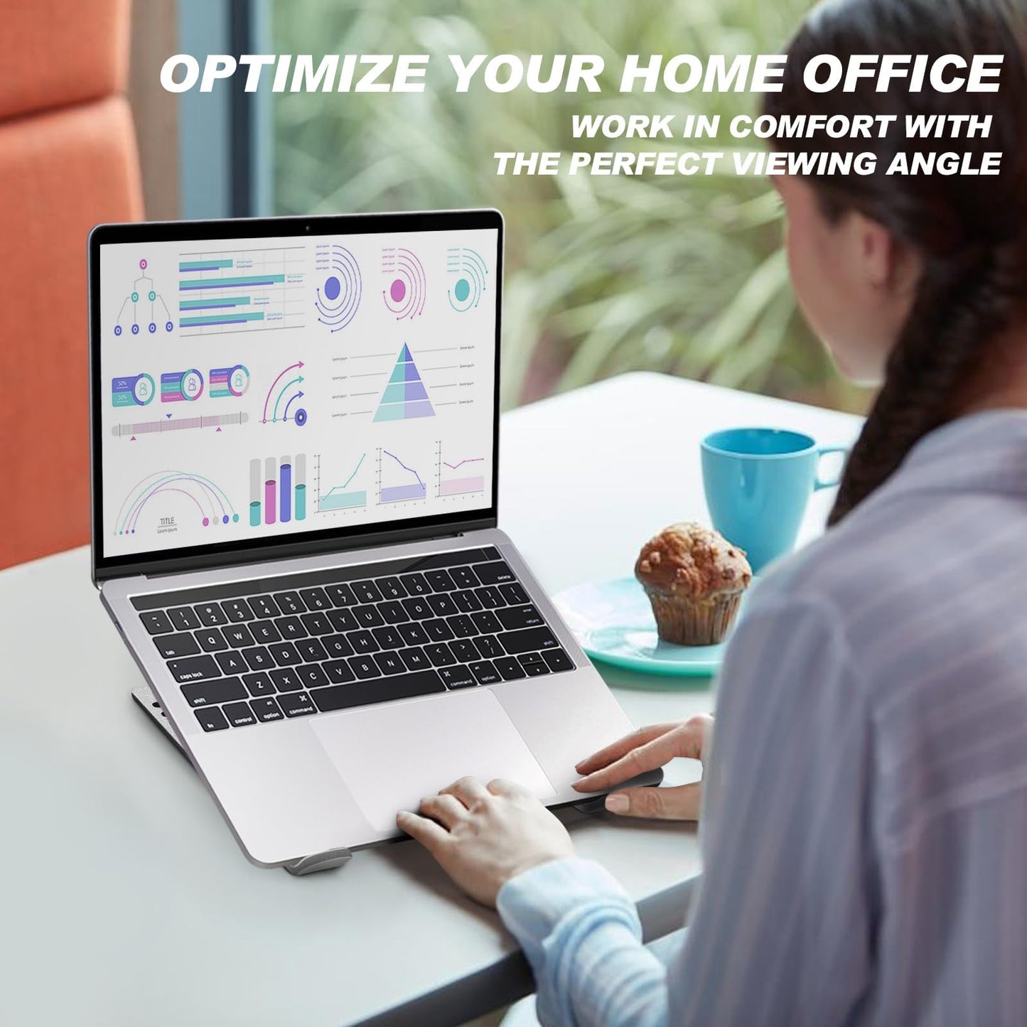AUXHCYL Laptop Stand for Desk, Adjustable Laptop Riser, Aluminum Portable