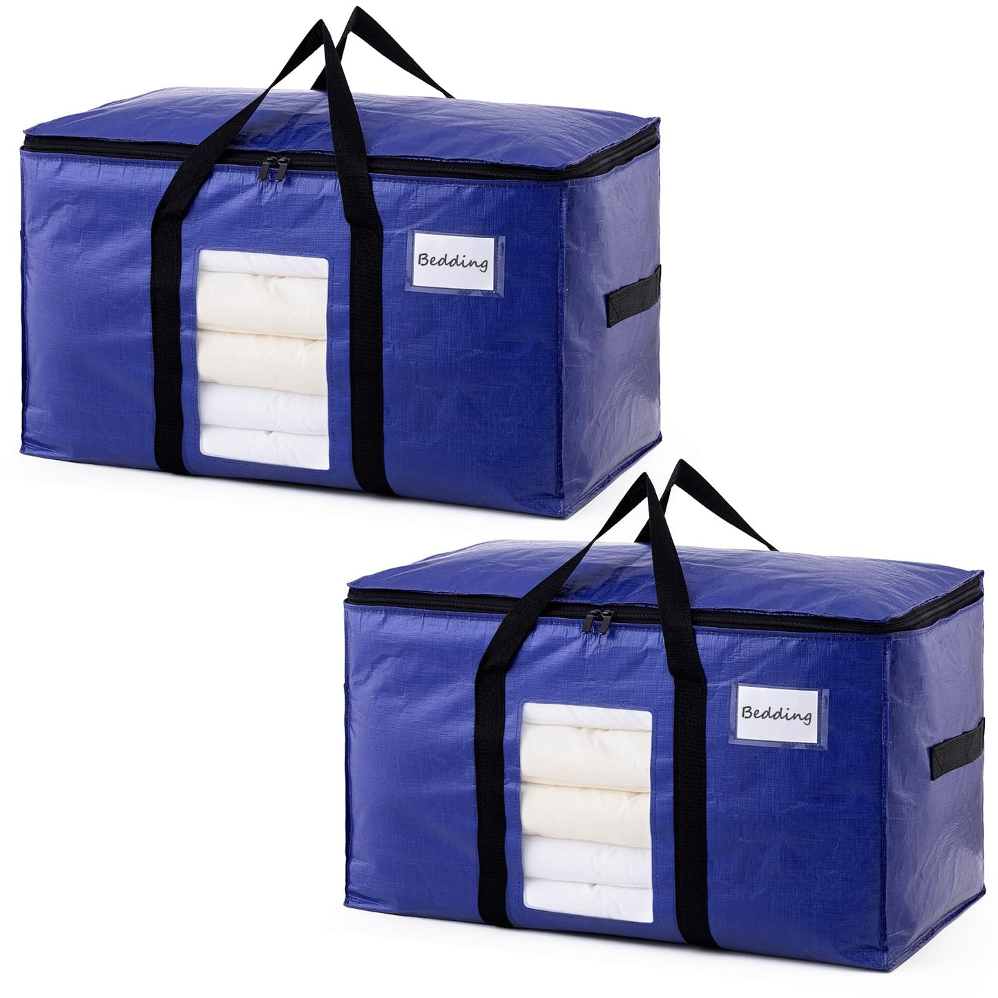 TAILI Moving Bags Extra Large Heavy Duty, Clear Window, 2 Pack Deep Blue