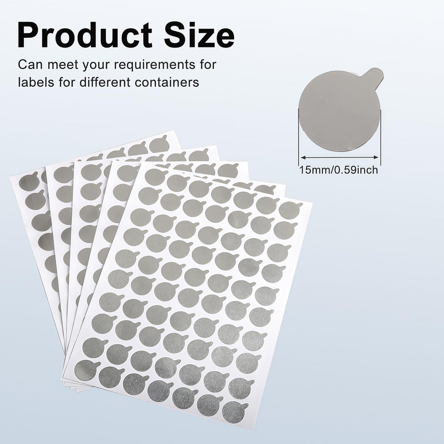 6 Sheets(360Pcs) 15mm Aluminum Foil Film Sticker Seal for Bottles Stopper Sealing Strip for Toothpaste Soft Tube Cosmetic Essentiol Oil Bottles
