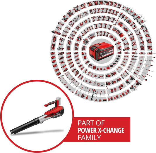 Einhell Power X-Change 18V Cordless Leaf Blower With Gutter Cleaning Set -- Powerful Brushless Motor Air Blower With 670 m?/h Blow Rate -- GE-LB