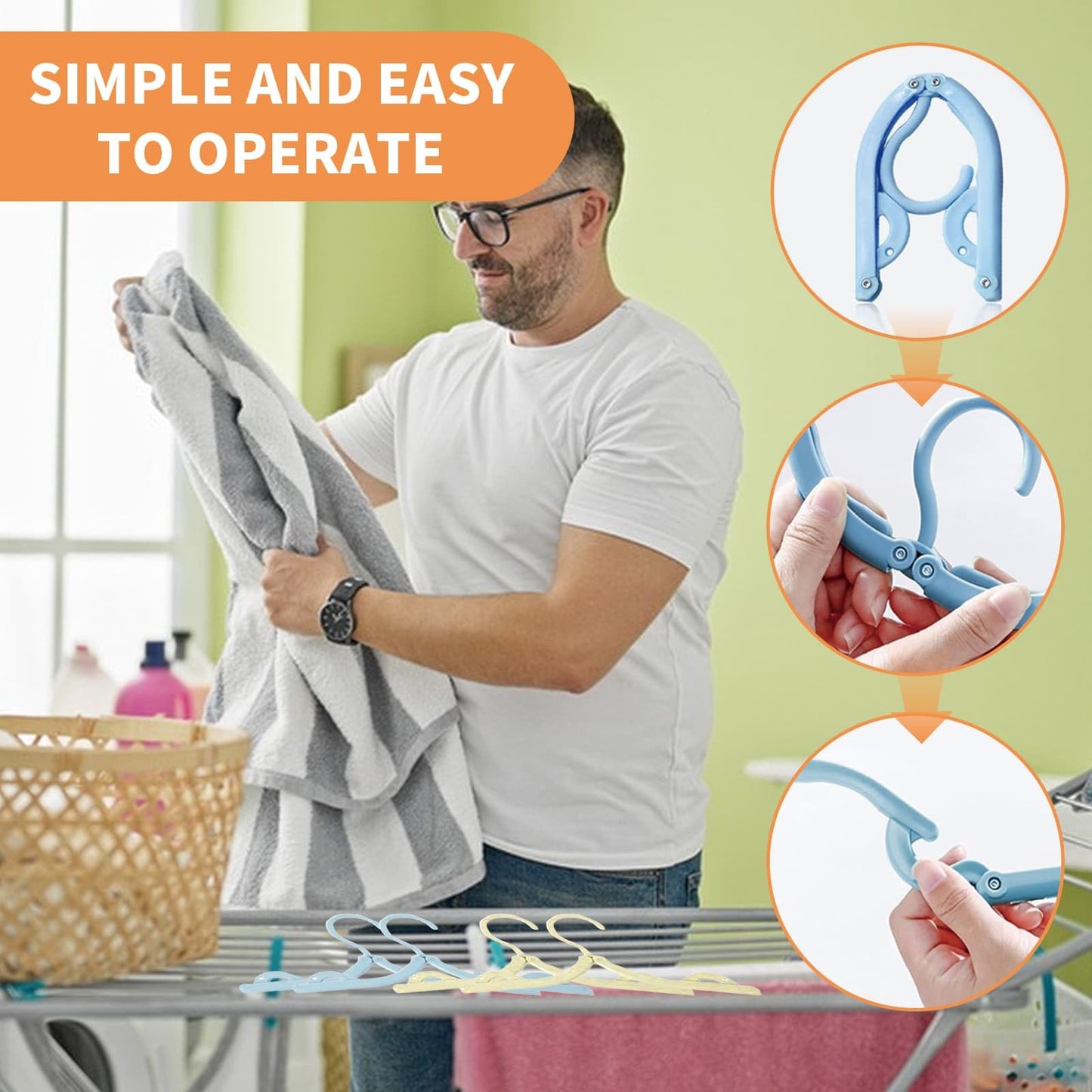 20 PCS Folding Clothes Hangers,10 Color Portable Travel Coat Hanger