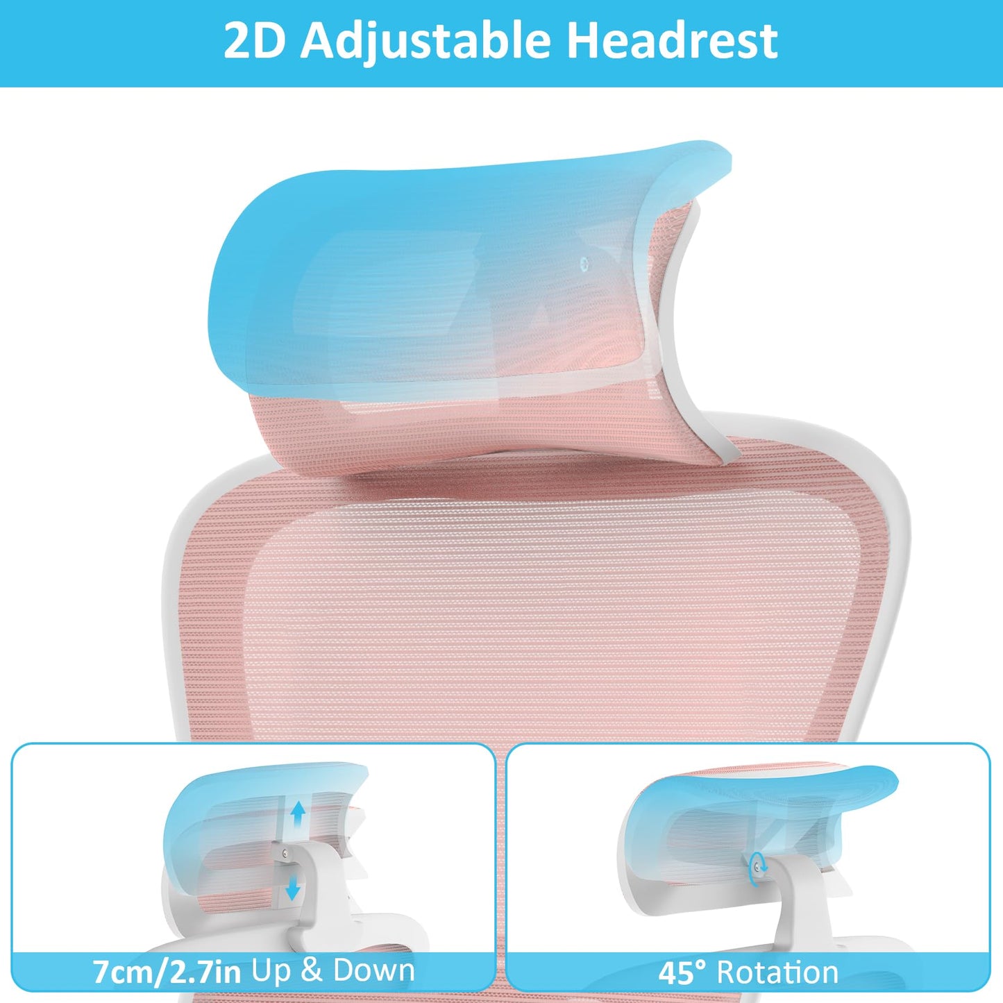 Feonase Ergonomic Office Chair with Adjustable Headrest and Lumbar Support, Mesh Back, Flip-up Armrests and Rocking Function