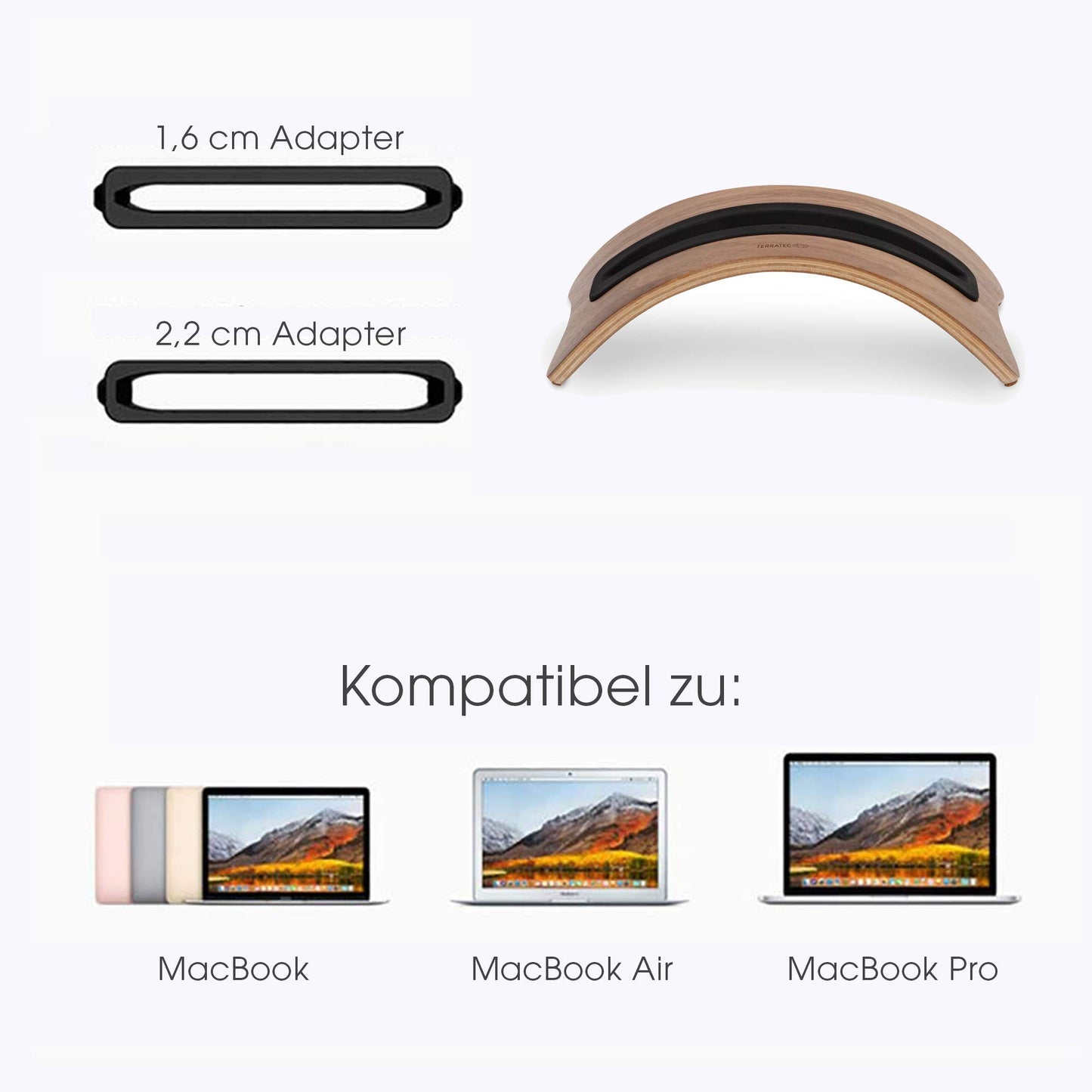 TerraTec Wood Two MacBook Stand/Dock Made of Real Wood for MacBook Pro and MacBook Air