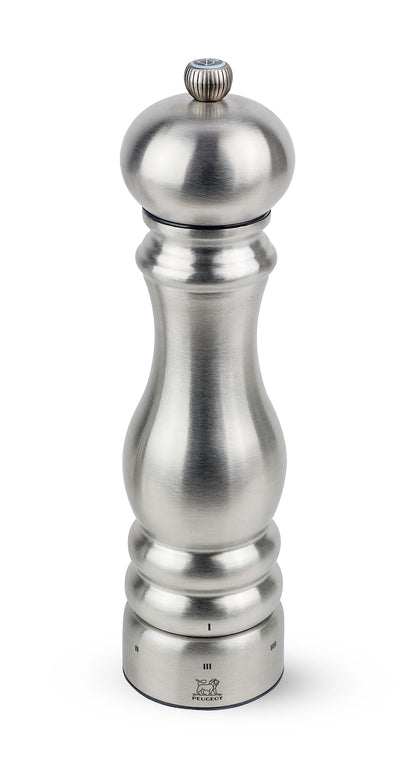 PEUGEOT - Paris Chef u'Select 22 cm Salt Mill + Rock Salt Included - Made of Stainless Steel - 6 Predefined Grind Settings - Made in France -