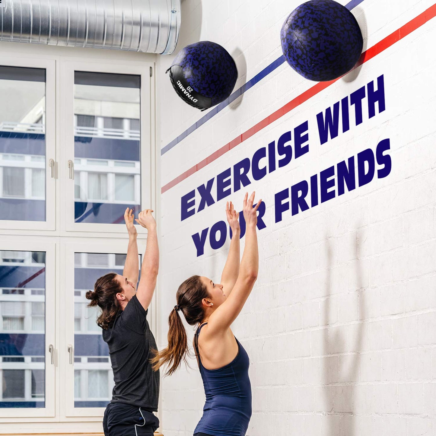 Yes4All B42T 9 kg Dynamic Wall Ball/Soft Medicine Ball, Wall Med Ball for Full Body Workout and Strength Exercise, Camuflaje azul marino