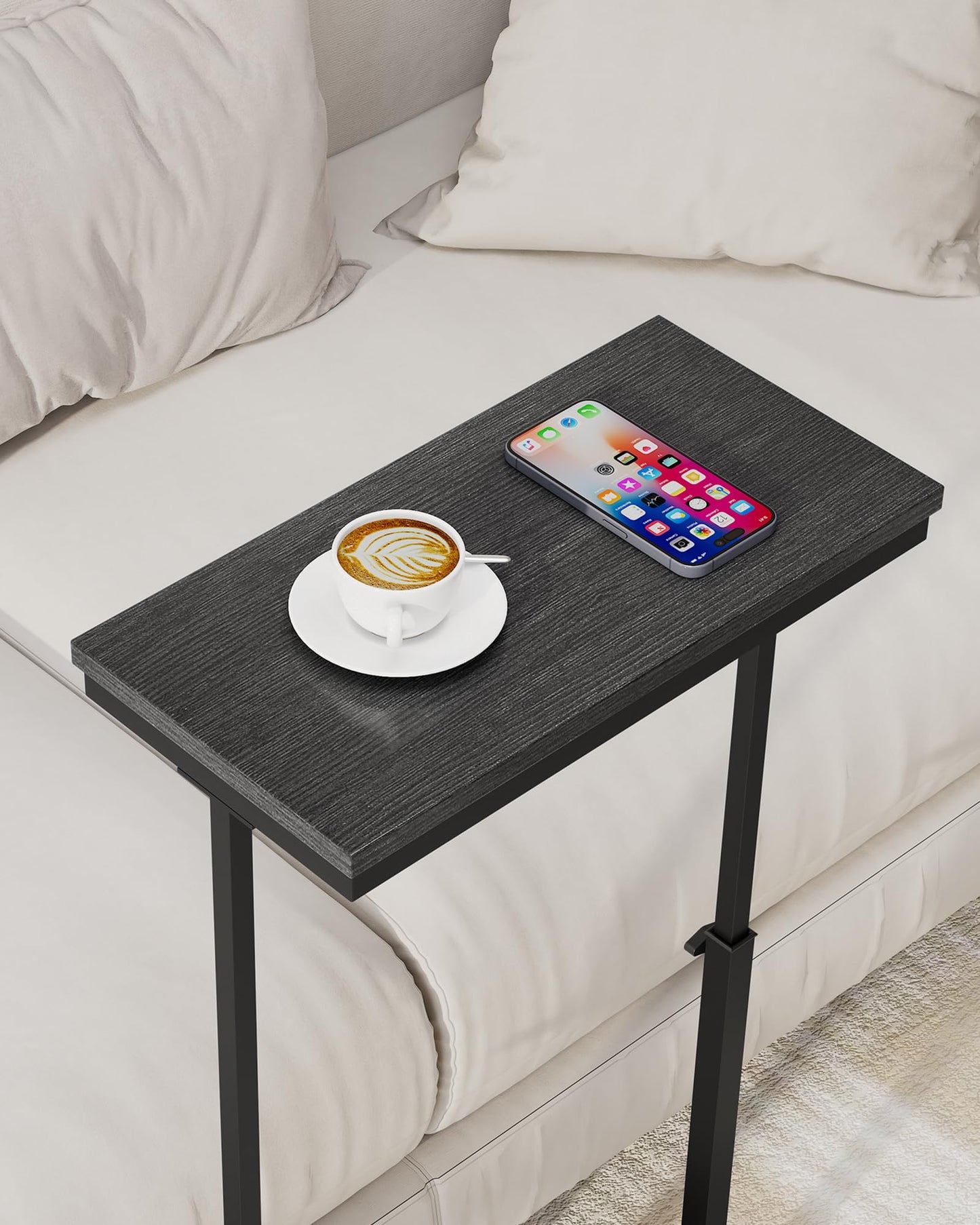 TUTOTAK End Table, Side Table, Tall Couch Table, Sofa Table, Living Room, Bed Room, Black TB01BK0832EU