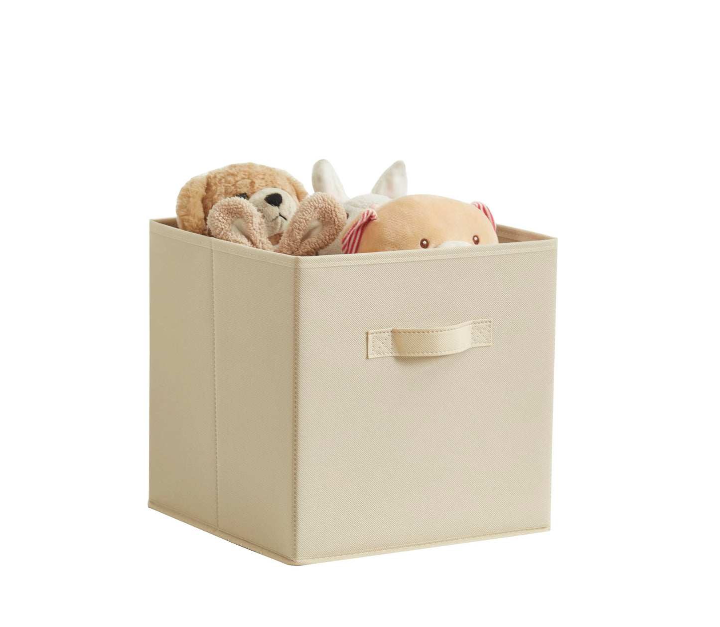 Webeasy Foldable Storage Cube Basket Bin, Set of 6, 28 x 28 x 28 cm (Beige)