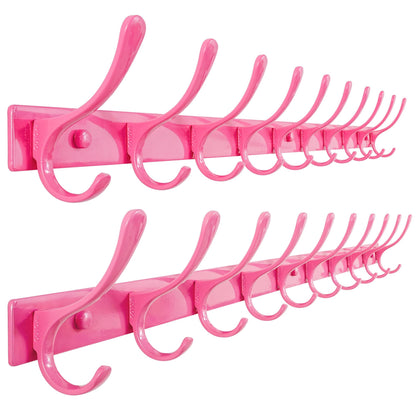SKOLOO Coat Rack Wall Mounted - 10 Hooks, Pack of 2, Heavy Duty, Stainless Steel, Metal Wall Coat Hanger, Sturdy Wall Hooks for Hanging Coat, Jacket