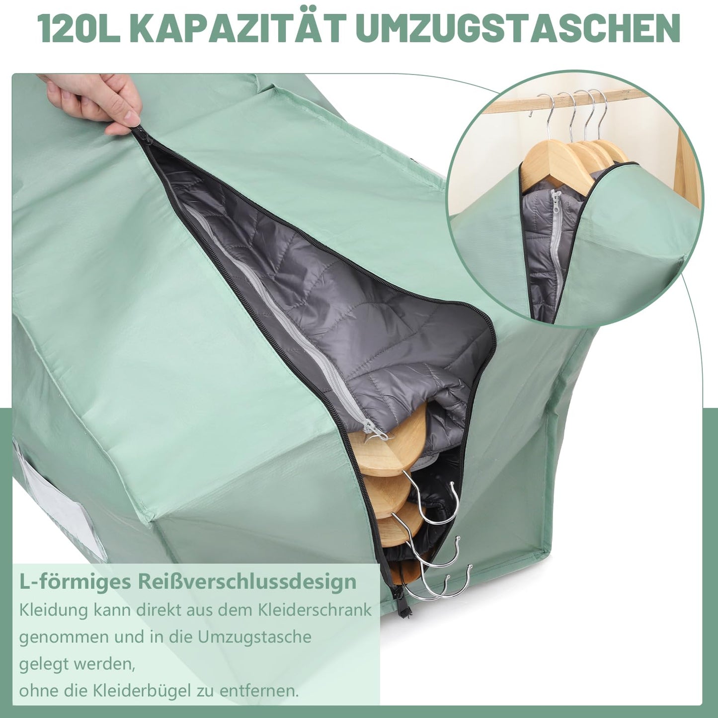 Dntorx 8 Pack 120L Moving Bags and Storage Bag Dorm Moving Essential, Green