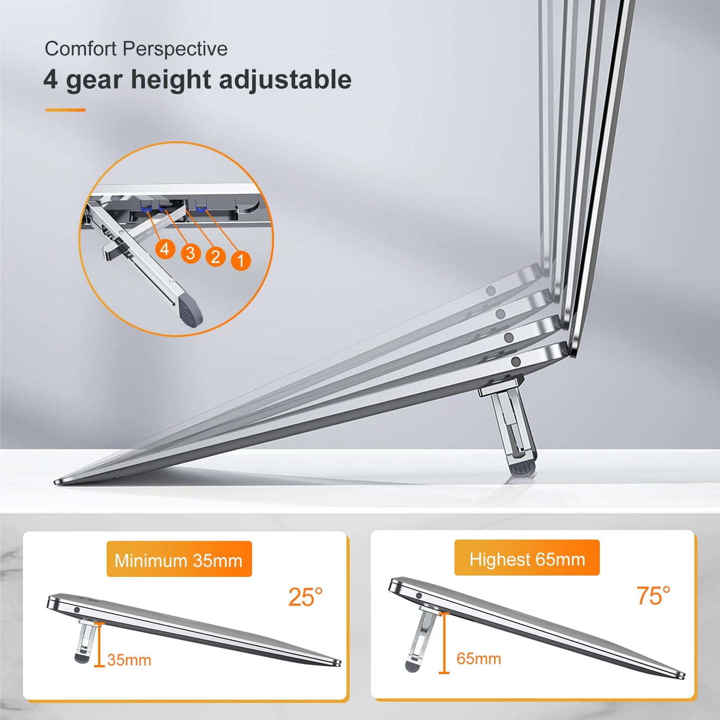 nediea Foldable Laptop Stand, Laptop Feet Riser for Desk, Laptop Cooling