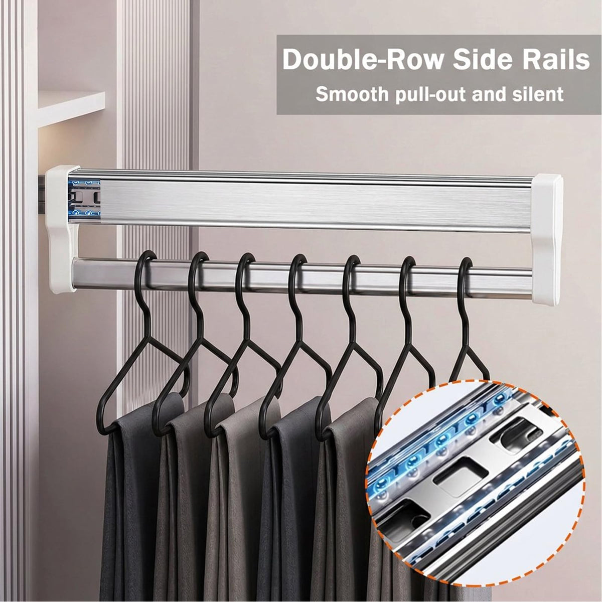 MAFAGE Pull Out Clothes Rail, Adjustable Wardrobe Rail Hanger Rack 292mm