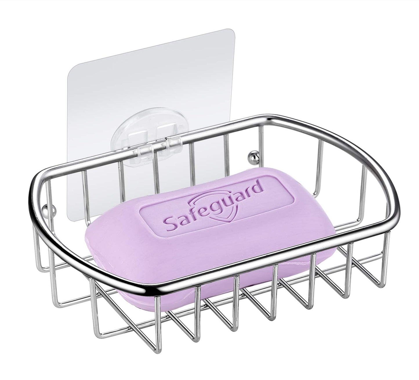MaxHold Traceless Self Adhesive Soap Dish, Stainless Steel Soap Basket Never Rust, Bathroom Shower Caddy, Kitchen Sponge Holder