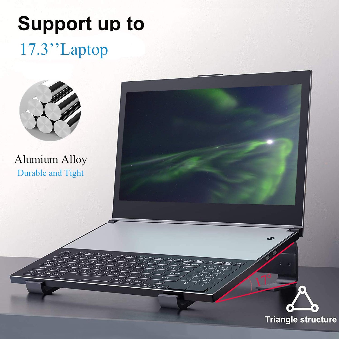 Bonlace Laptop Stand, Laptop Stand, Ergonomic Aluminium Computer Stand, PC Holder, Lightly Ventilated for MacBook Pro/Air, Dell, HP