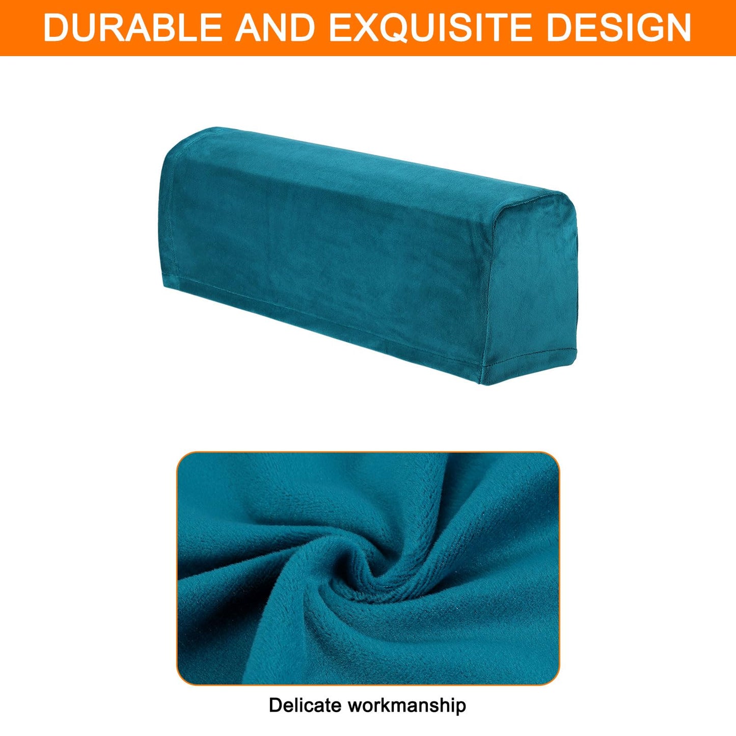 sourcing map Stretch Sofa Armrest Covers Peacock Blue 2 Pcs