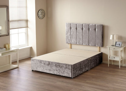 Somnior Beds Velvet Windsor Divan Base with Headboard, Fabric, Silver, Single