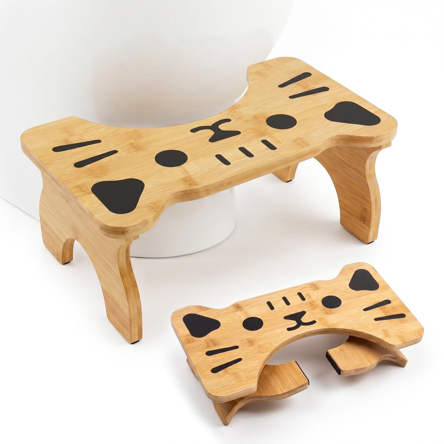 zxevg Bamboo Toilet Stool Folding 6.5in Non-Slip