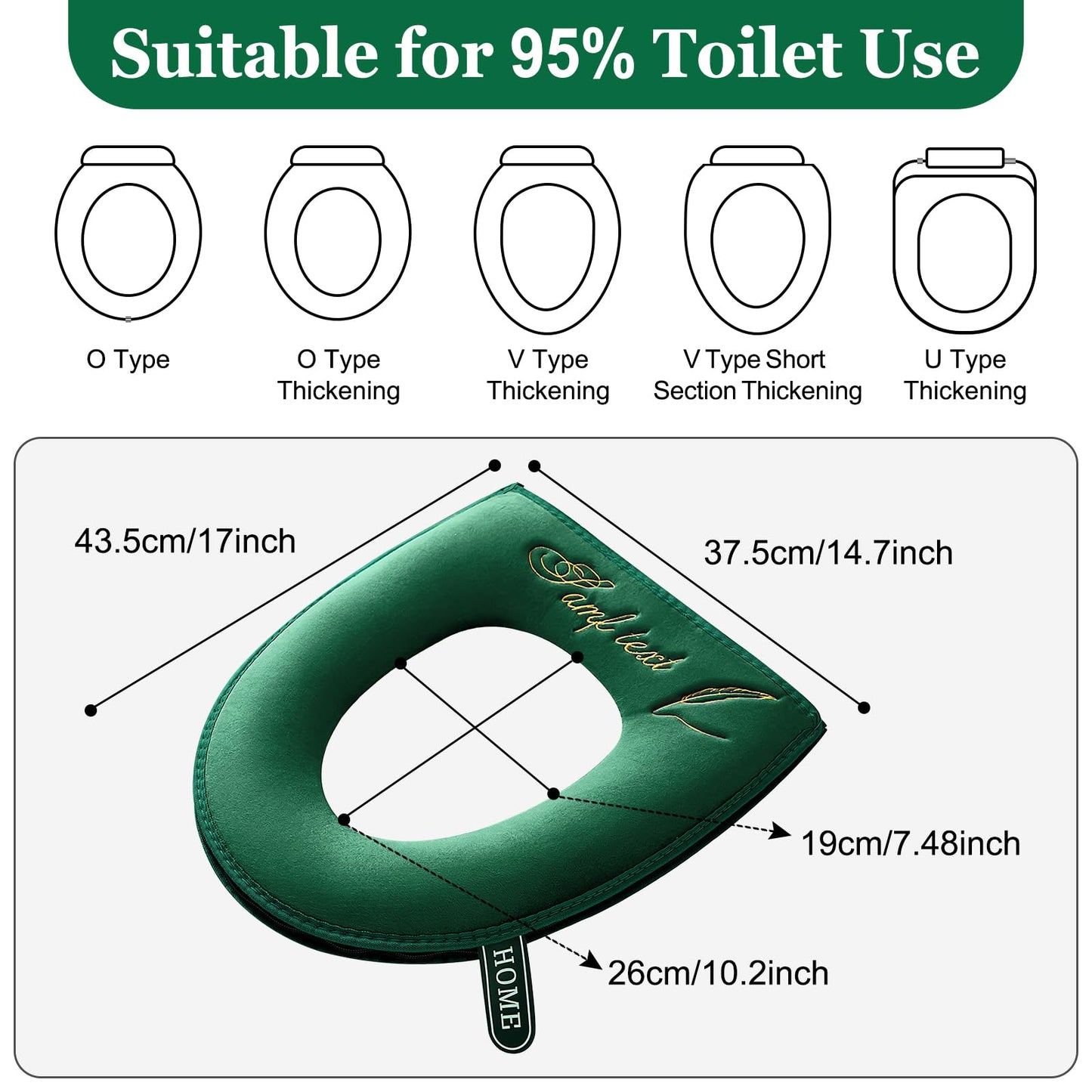 LUKDUNG Pack of 2 Toilet Seat Covers, Warm Toilet Seat Cushion, Toilets, Universal Zip Toilet Seat Cover Pad with Handle, Washable Toilet Seat Cover