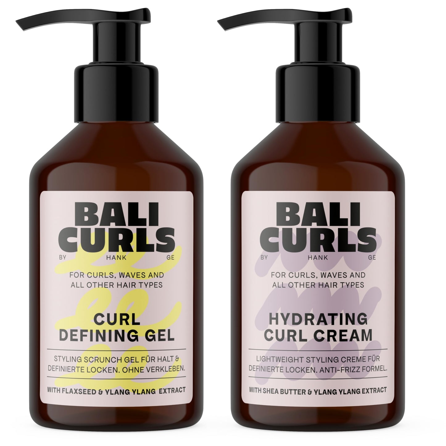 Bali Curls Curl Defining Set - Hydrating Curl Cream & Defining Gel (150 ml Each) - For Smooth, Defined Hair - Moisture, Definition & Hold without