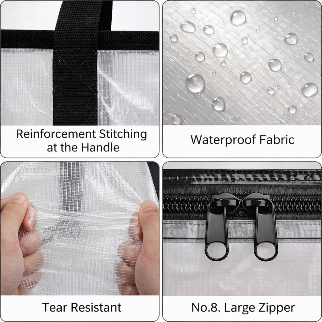 SUOHINAO Large Storage Bags Heavy Duty,Strong Storage Bags for Moving,Clear Moving Bags Extra Large Strong-7 Pack