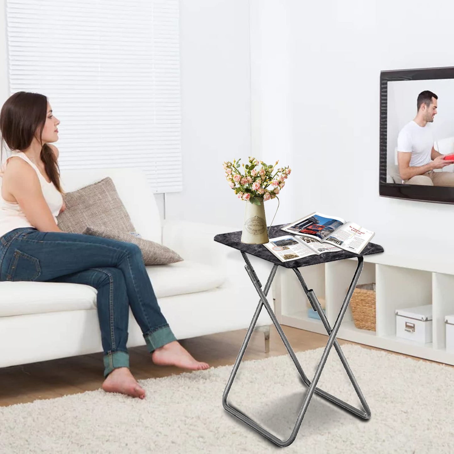 Small Folding Table, Foldable Table, TV Tray Table, Sofa Table, End Table