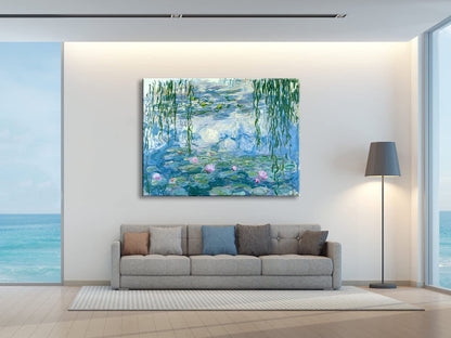 Wieco Art Water Lilies by Claude Monet Oil Paintings Flowers Reproduction Extra Large Modern Gallery Wrapped Giclee Canvas Prints Artwork on Canvas