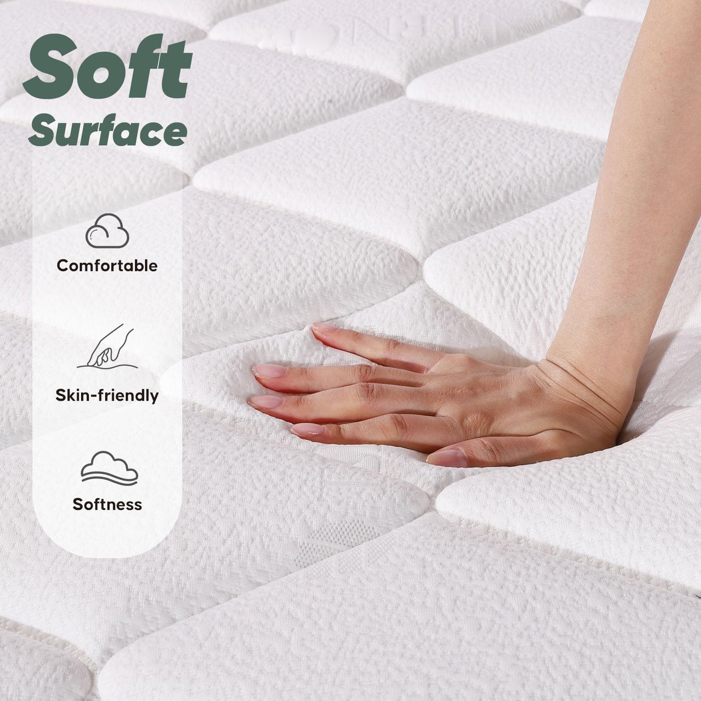 CRYREINA Single Mattress 10 Inch Hybrid Single Bed Mattress Medium Firm, Individually Pocketed Springs for Motion Isolation, Memory Foam