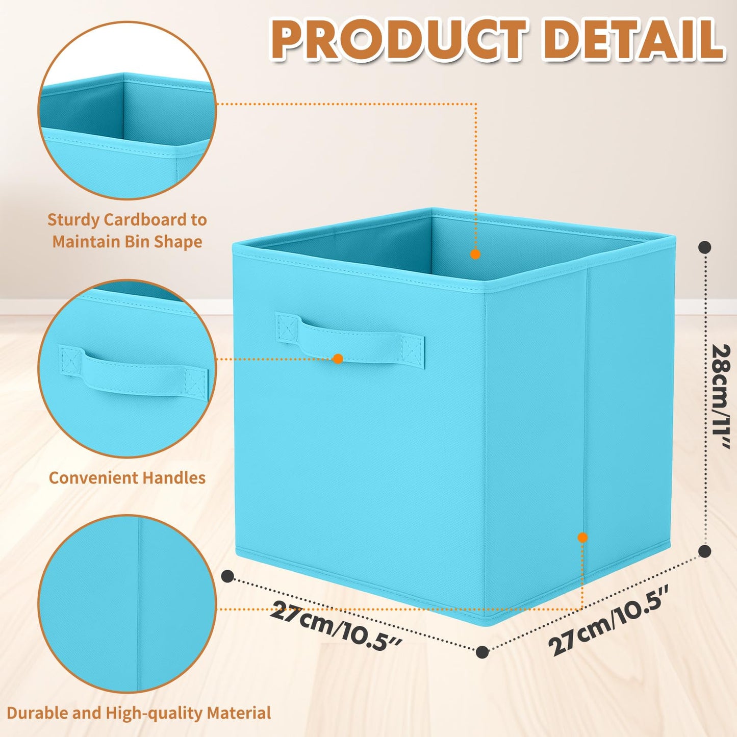Pinkgarden Storage Box, Collapsible Fabric Storage Cube with Handles for Home, Kids Room, Closet and Toy Organization,Pack of 4