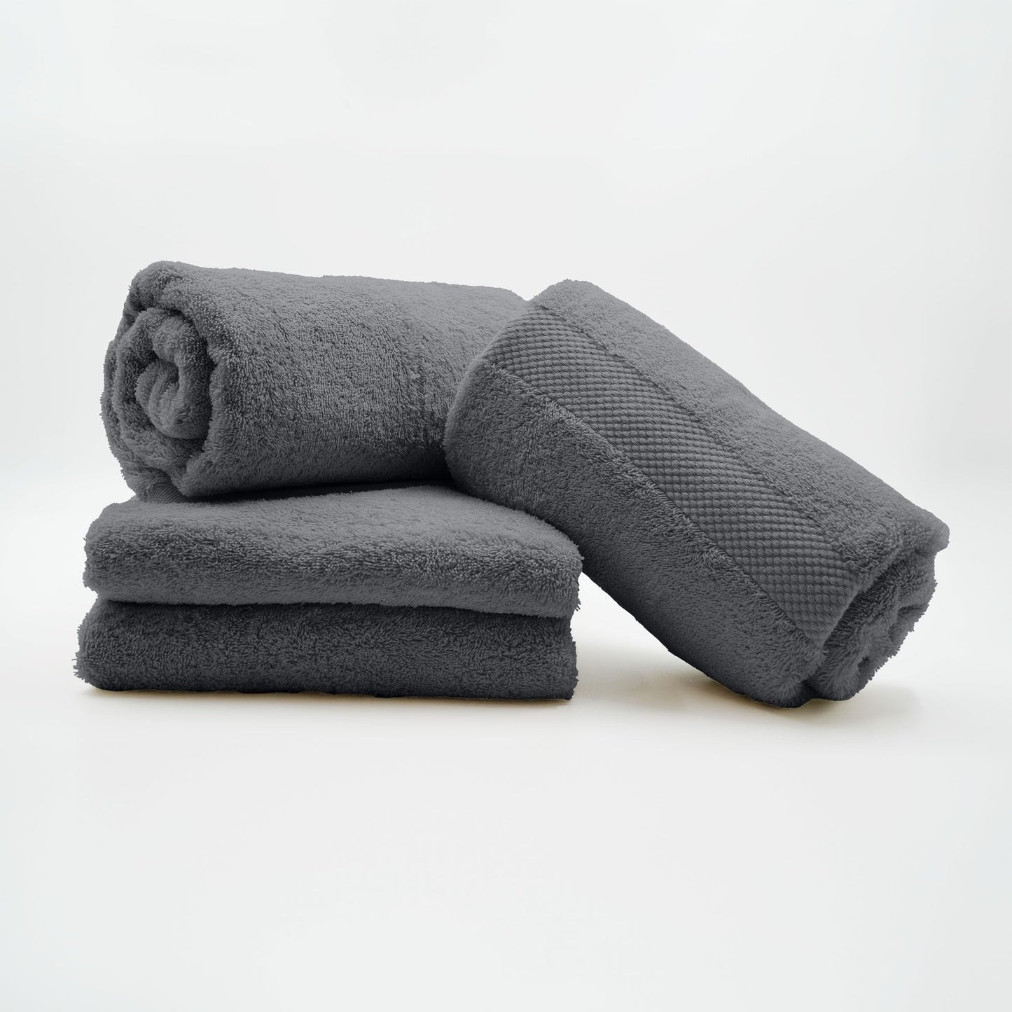Douceur d'Intérieur, Elegance Set of 4 Shower Towels 70 x 130 cm Plain Terry Cloth Anthracite