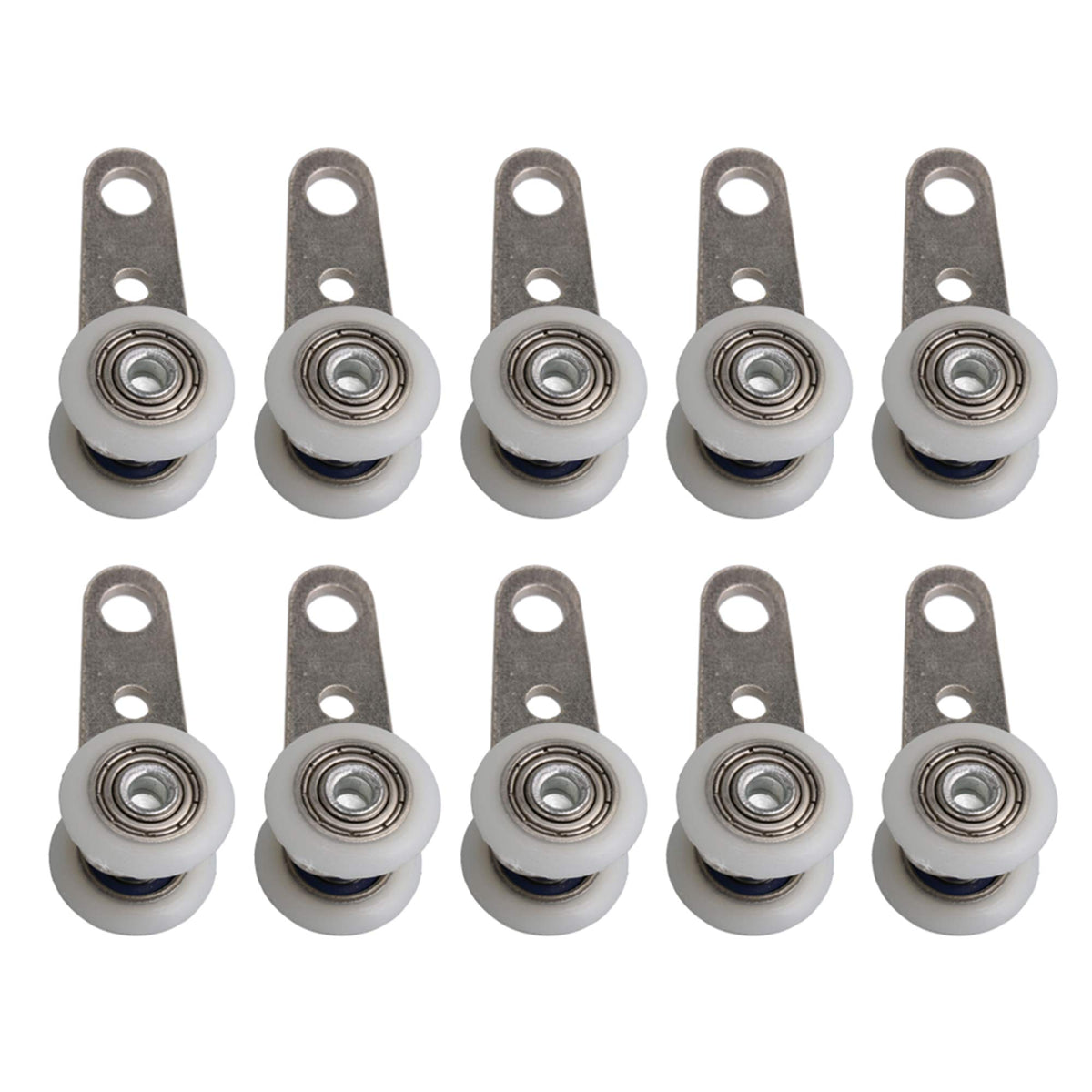 BQLZR 1.77x0.74inch Metal Bearing Pulley Block with Two Plastic Wheel for Sliding Door Window Cabinet