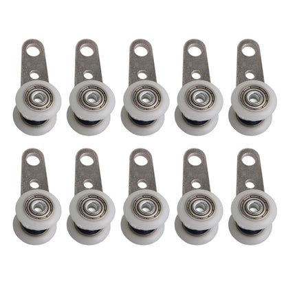 BQLZR 1.77x0.74inch Metal Bearing Pulley Block with Two Plastic Wheel for Sliding Door Window Cabinet