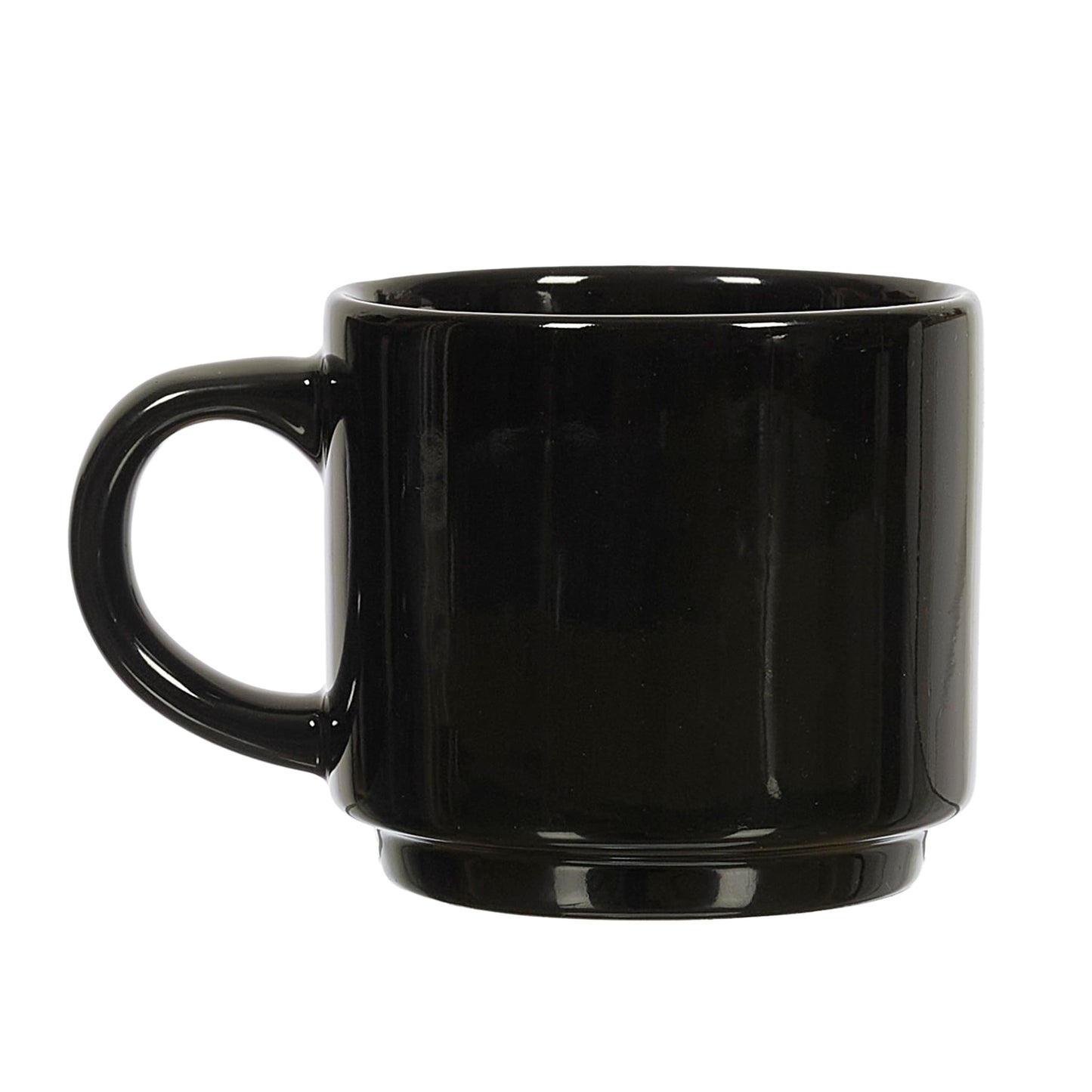 HOME DECO FACTORY, KA0500 Set of 4 Simple Cups with Stand, Durable Ceramic, Elegant and Practical Design, Ideal for Coffee and Tea, Neutral Colours