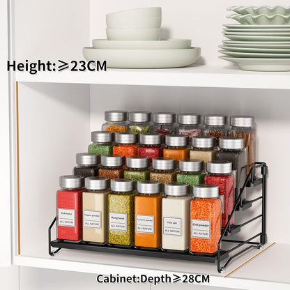 ZDDLOINP 4-Tier Spice Rack for Inside Cupboard, Kitchen Countertop Spice Rack, Depth Adjustable Spice Racks Organiser for Counter, Cupboard, Pantry