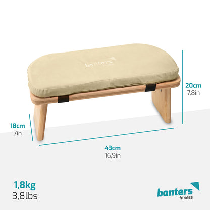 banters Meditation Bench Foldable - Made of solid Bamboo - Portable Kneeling stool with Cushion, Beige