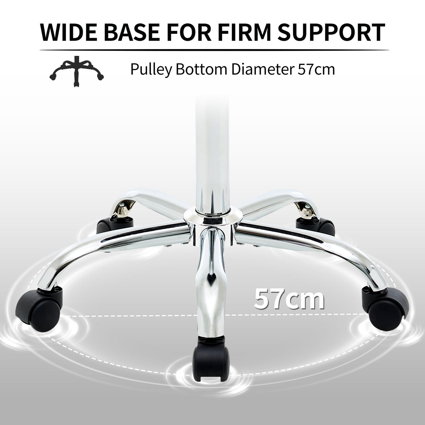 FIRAVOE Adjustable Rolling Drafting Stool with Wheels, Backless Office Chair, Height Adjustable 49.5–67.6 cm, Swivel Work Stool