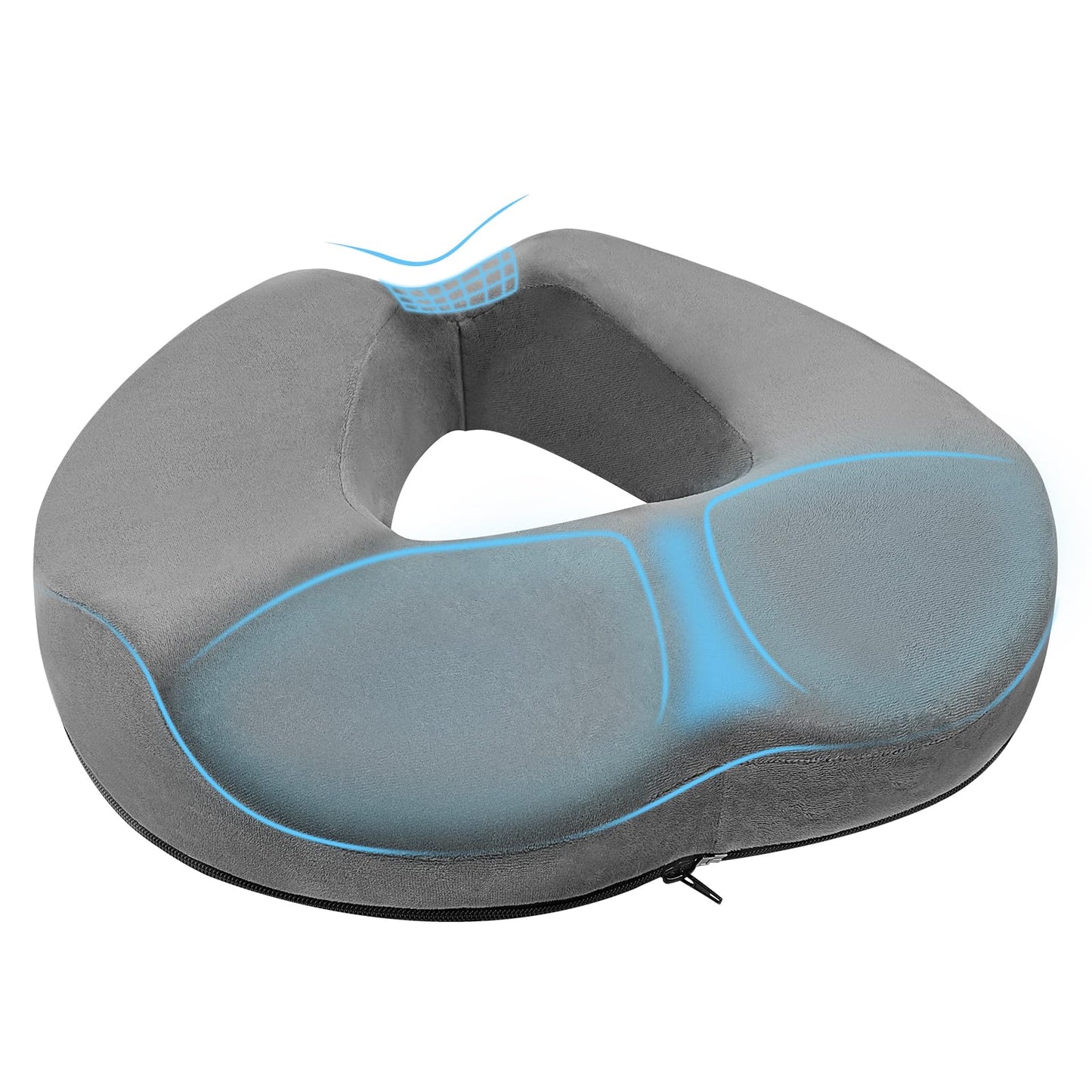 AOOSU Donut Cushion, Memory Foam Seat Cushions with Center Hole & U-Shaped Design, Cushion Support for Long Sitting