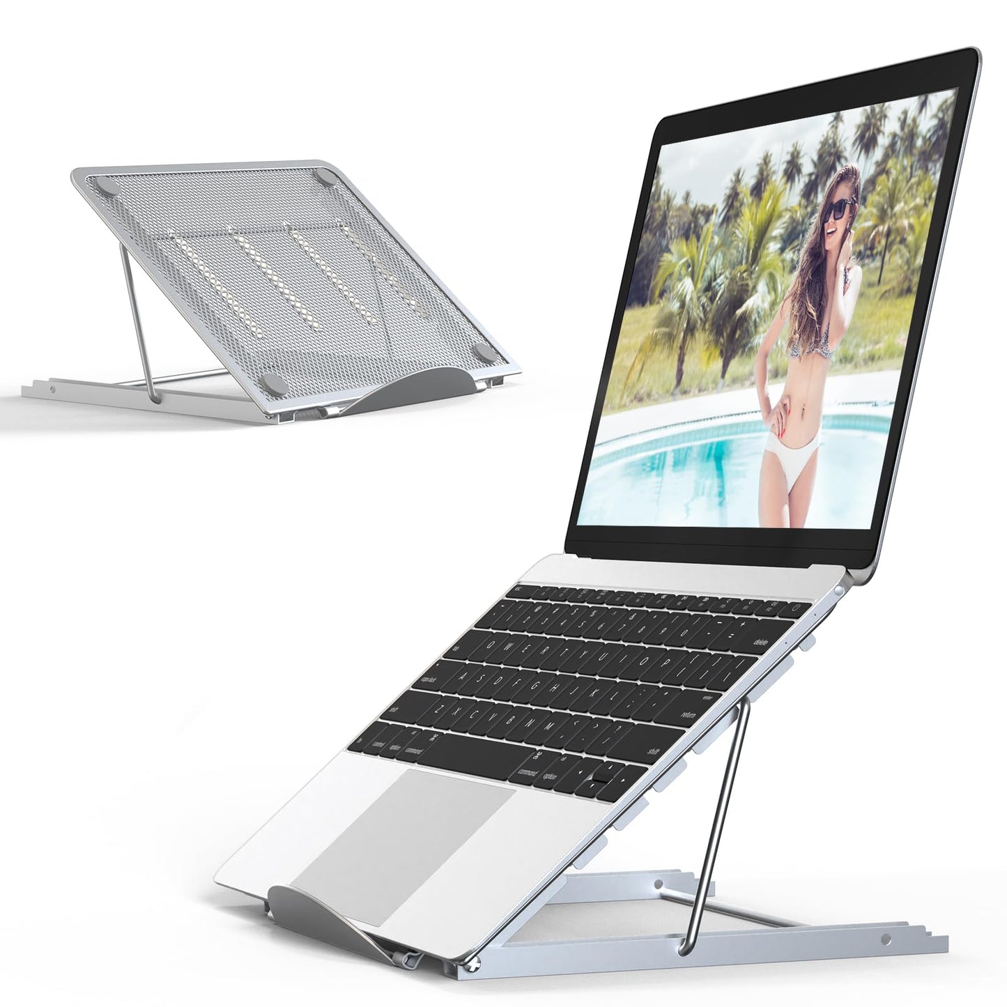 Jumkeet Laptop Stand,Foldable Portable Ventilated Desktop Laptop Holder,Universal Lightweight&Adjustable Ergonomic Tray Mount Compatible with