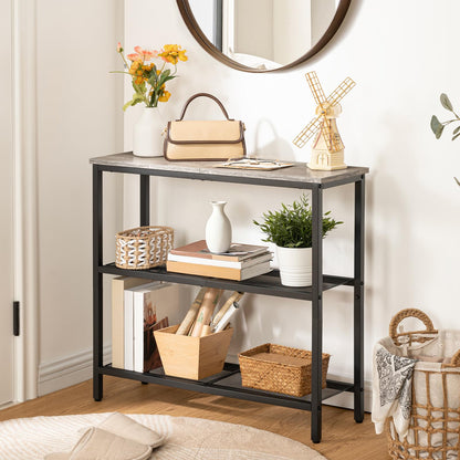 HOOBRO Console Table for Hallway Slim, 3-Tier Narrow Console Table, Hallway Table with 3 Shelves, Slim Sofa Table for Small Spaces, Living Room