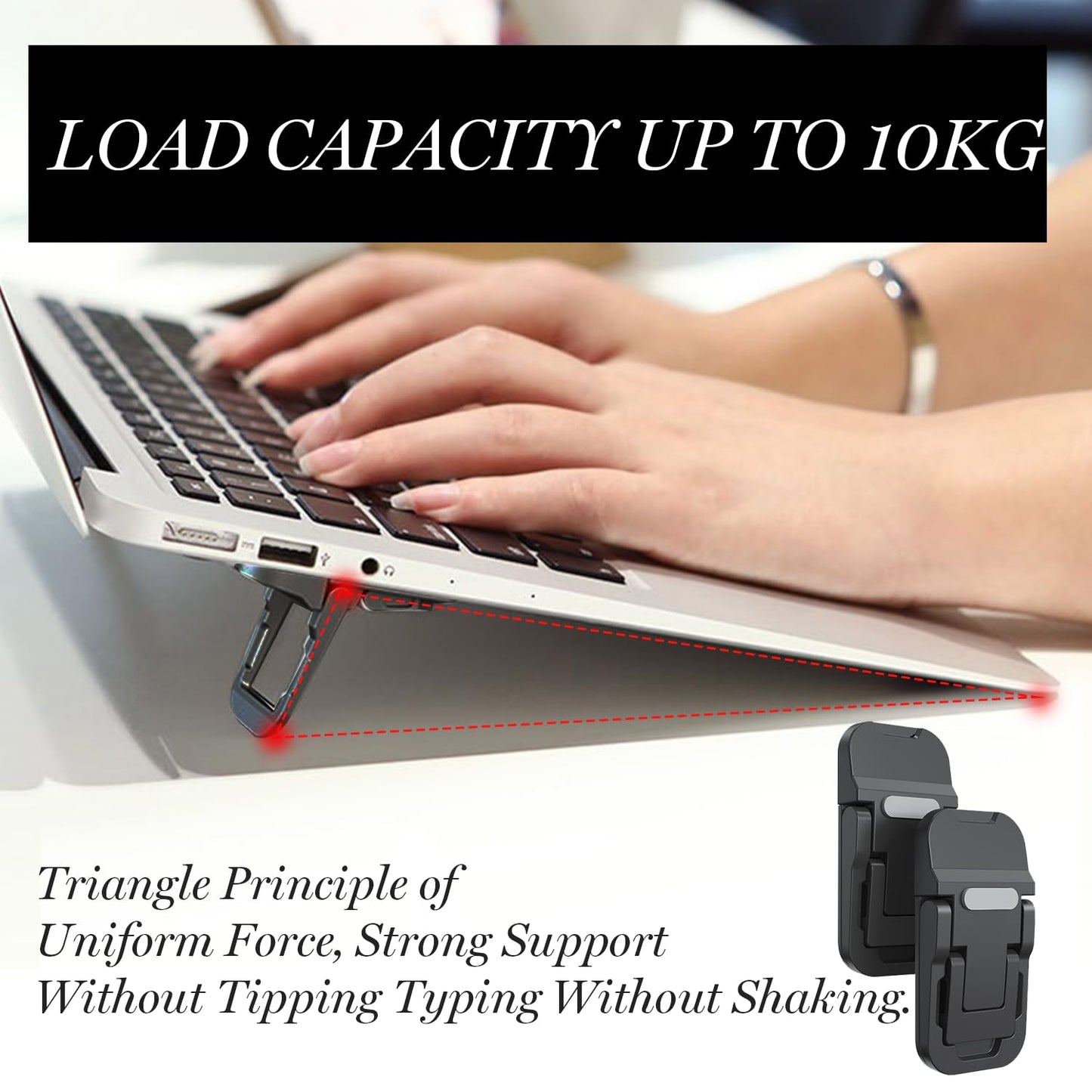 CENCERY 2 Pcs Keyboard Riser Laptop Riser Computer Keyboard Stand Keyboard Feet Double Keyboard Stand Laptop Stand Foldable Dual-Position Keyboard