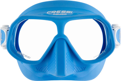 CRESSI Rombo + Mini Dry Combo Azure Clear/Azure - Junior Combo Set, Mask Rombo and Mini Dry Snorkel, Transparent/Azure, One Size