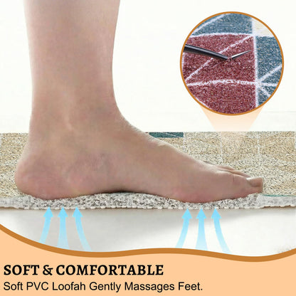 PVC Square Loofah Shower Mat Non Slip 70x70 CM, Anti Mould Quick Drying Bath Mat for Inside Shower, Anti Slip Shower Mats for Bathroom Floor