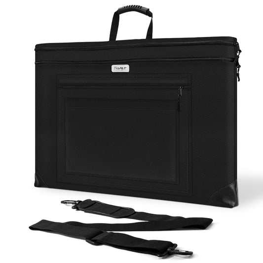 JusArt Art Portfolio Bag, Lightweight Folder Case with Adjustable Shoulder Strap, Leather Corners, Waterproof for Artists and Students